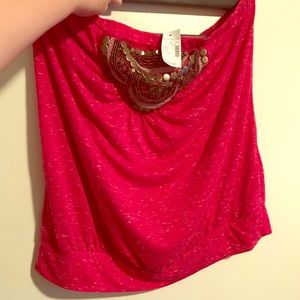 Bright pink strapless tube top